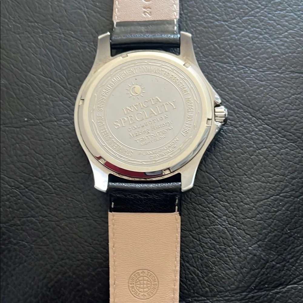 Invita Specialty Stainless Watch with Black Leather Strap! New battery and band!